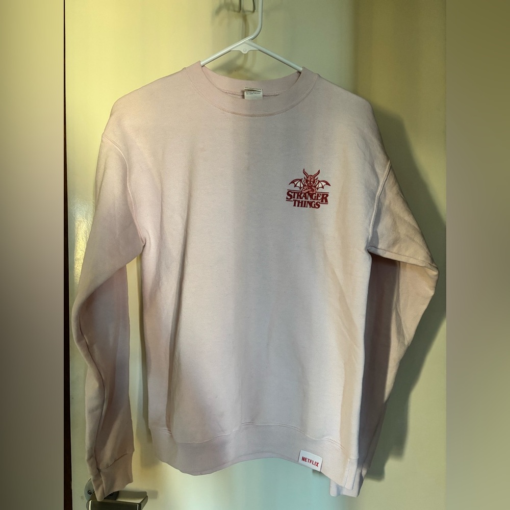 Netflix Stranger Things Light Pink Crew Neck Sweater